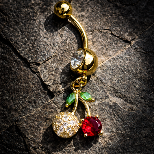 Piercing nombril cerise 🍒 Doré