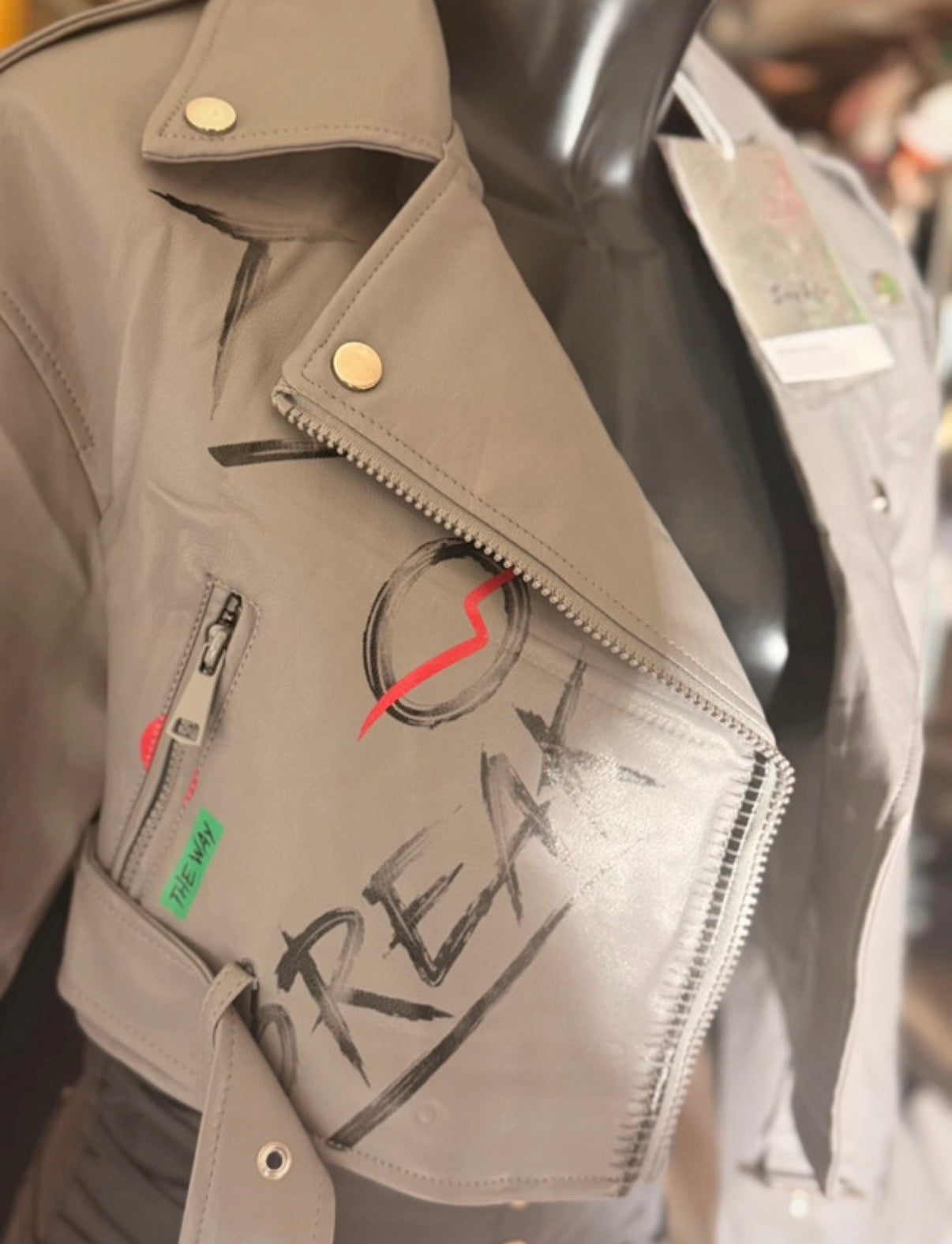 Veste Perfecto Tag gris similicuir