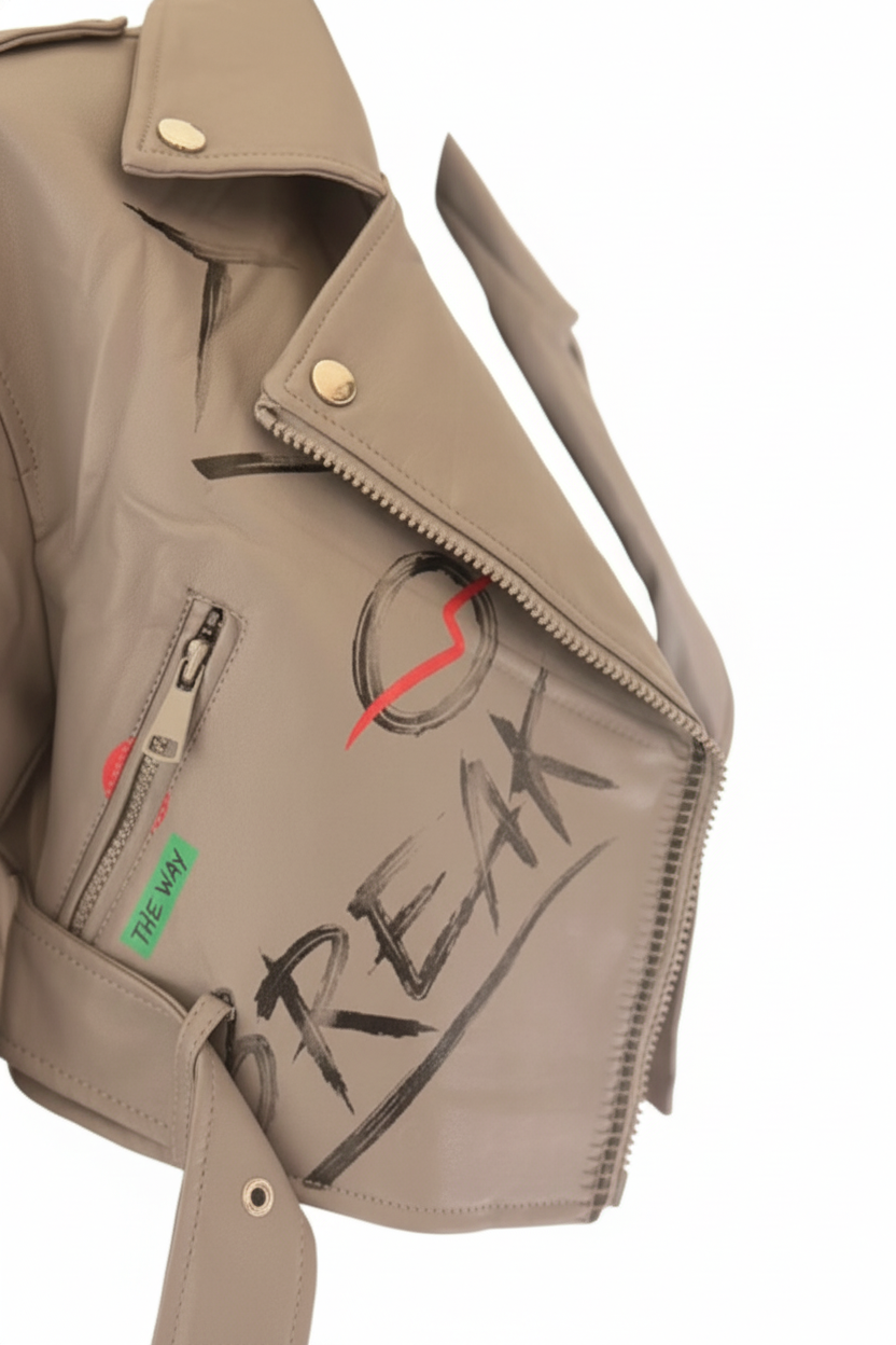 Veste Perfecto Tag gris similicuir