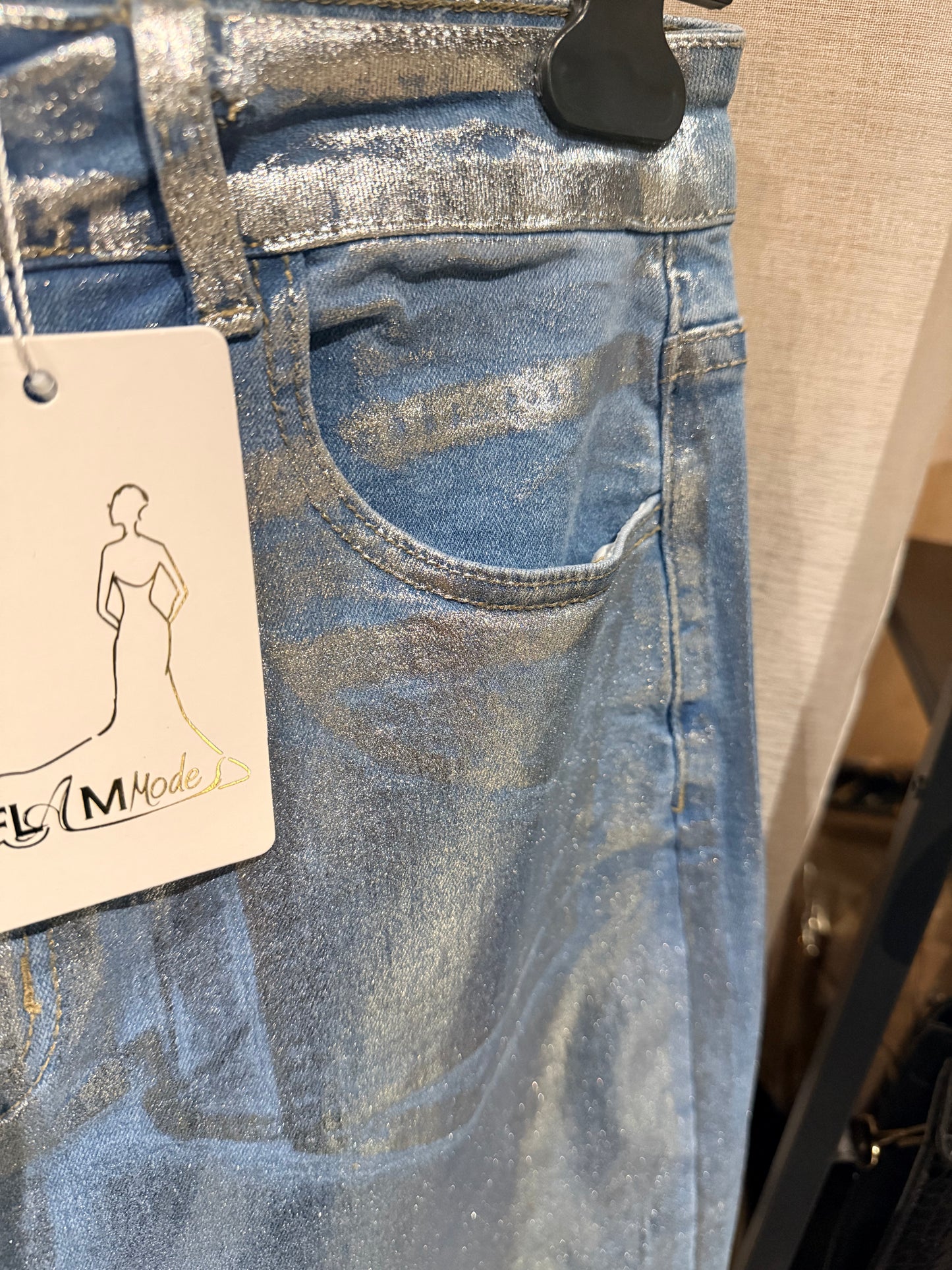 Jupe en jeans effet metallic