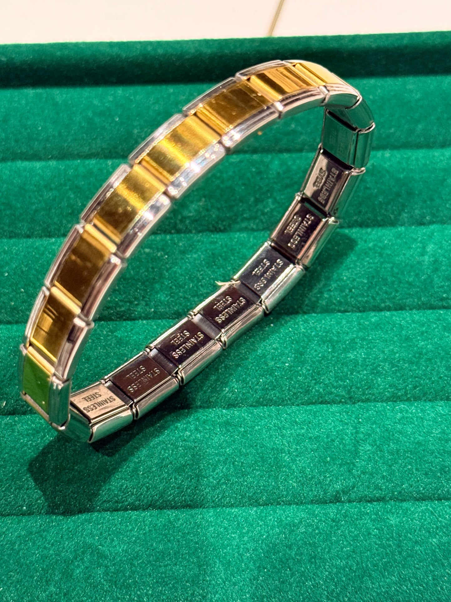 Bracelet Italien Duo Doré, extrémités Argenté