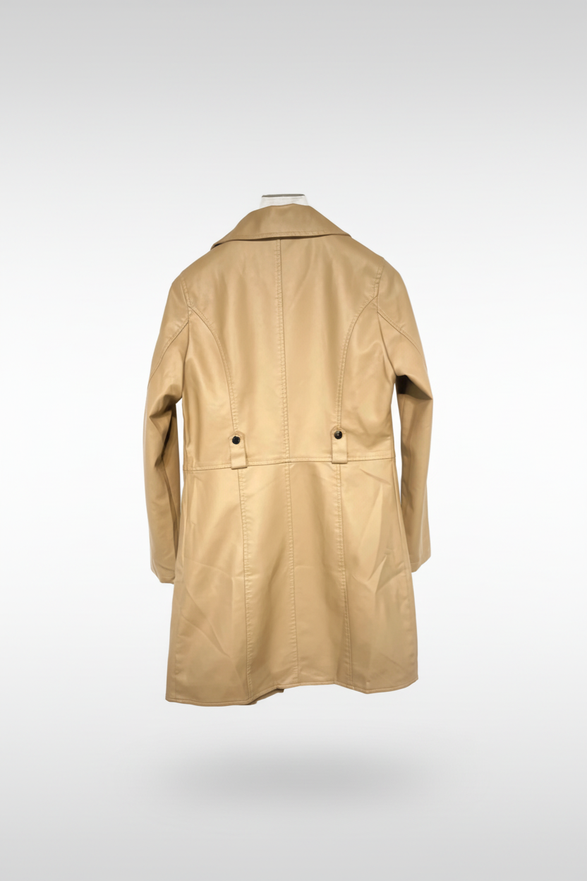 Veste mi-longue en similicuir Camel