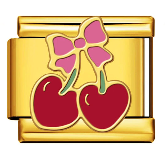 Module Doré cerise cœur  🍒 noeud rose