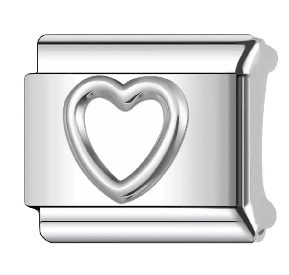 Module Argenté cœur relief creusé