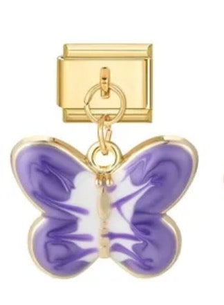 Module Doré pendentif papillon 🦋 mauve