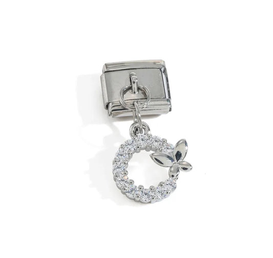 Charm pendentif Fraise strass module Argenté