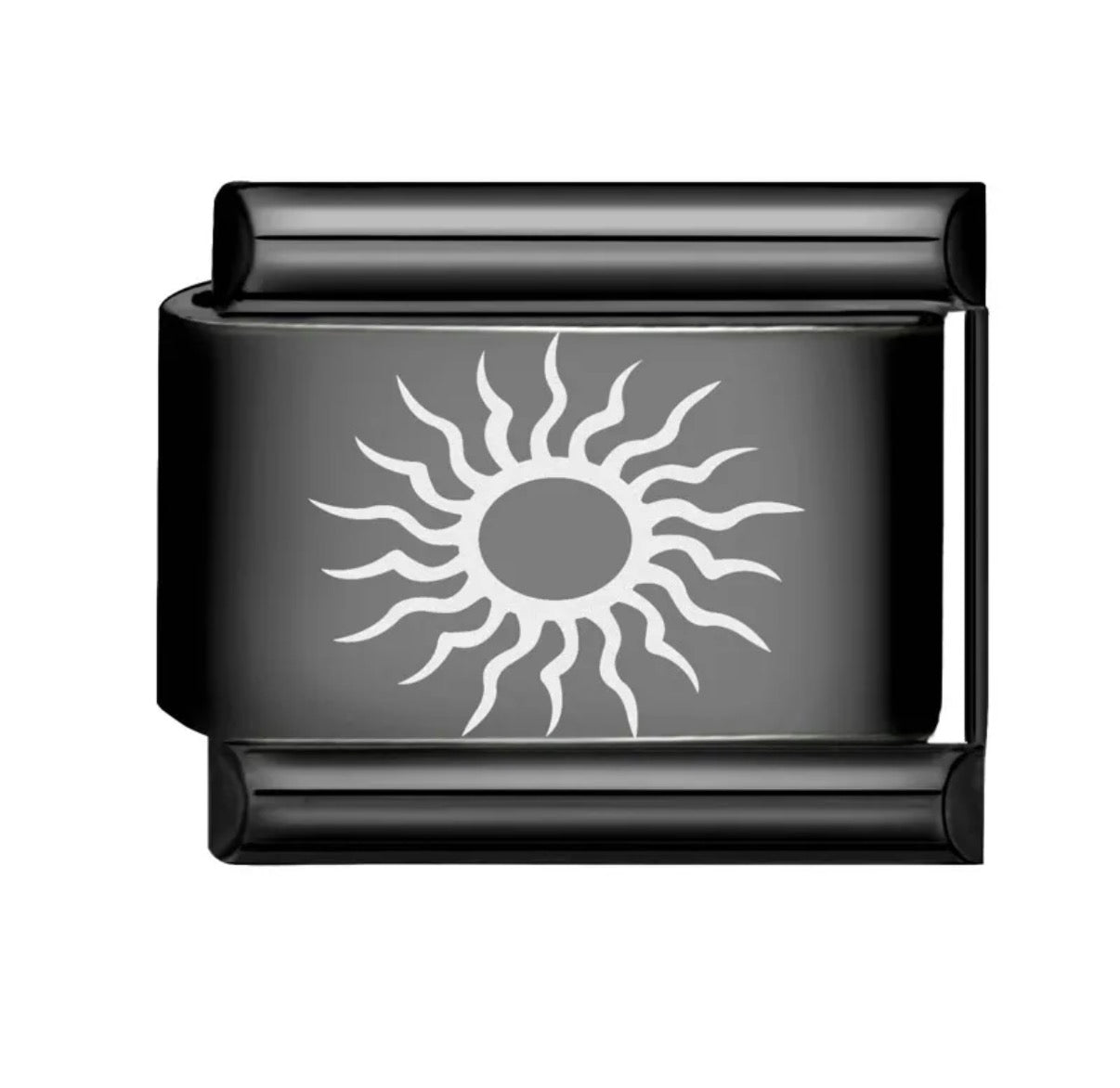 Module noir gravure soleil tribal