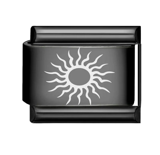 Module noir gravure soleil tribal
