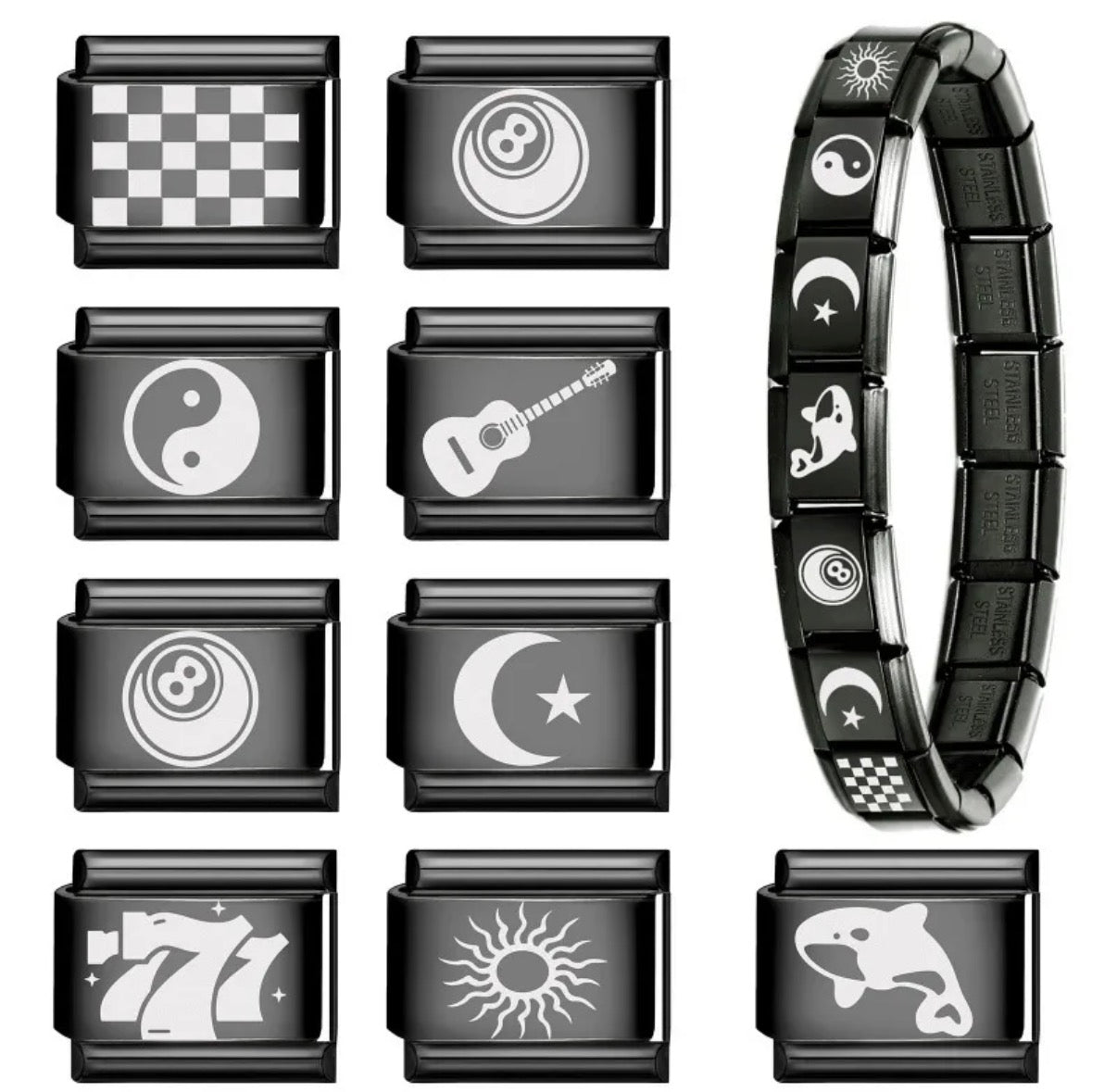 Module noir gravure soleil tribal