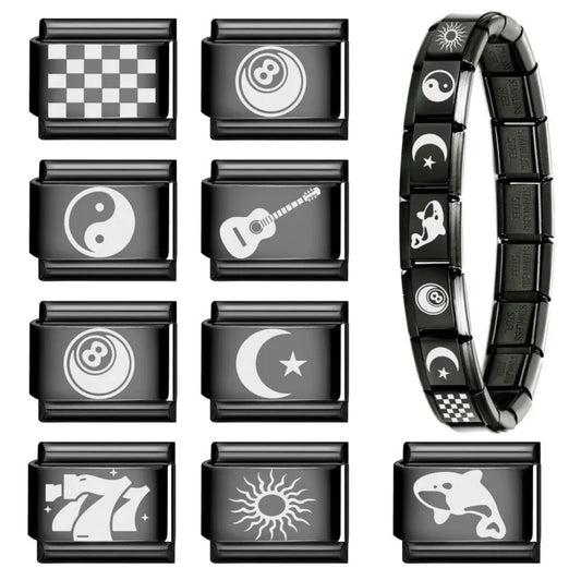 Module noir gravure soleil tribal