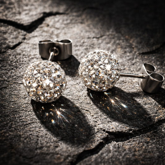 Boucle d’oreille boule strass 8mm