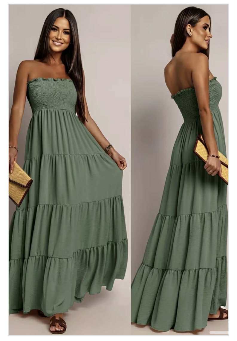 Longue robe Magique  bustier à volant ISSYMA