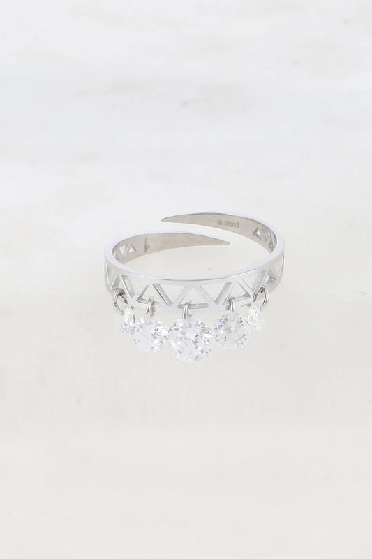 Bague en acier - 5 petits cristaux Bohm