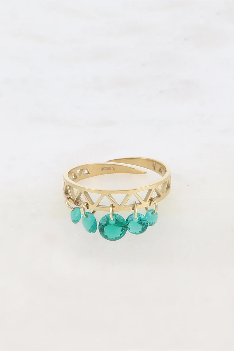 Bague en acier - 5 petits cristaux Bohm