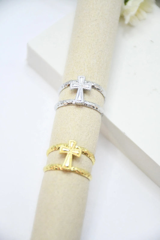 Bague double avec croix
