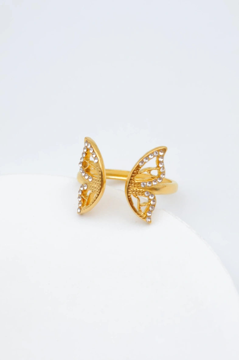 Bague papillon à strass