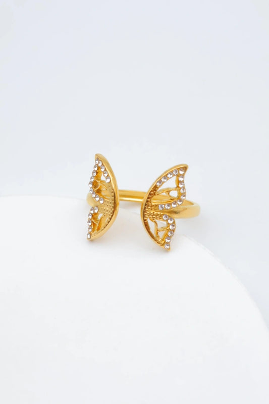 Bague papillon à strass