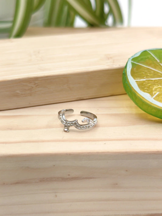 Bague réglable ARABE AMOUR avec strass en acier inoxydable Glam Chic