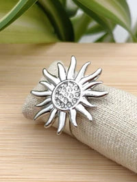 Bague réglable soleil avec strass en acier inoxydable