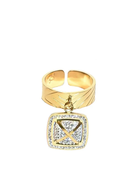 Bague taille réglable pyramide Or
