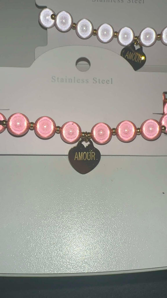 Bracelet couleurs perles en acier inoxydable