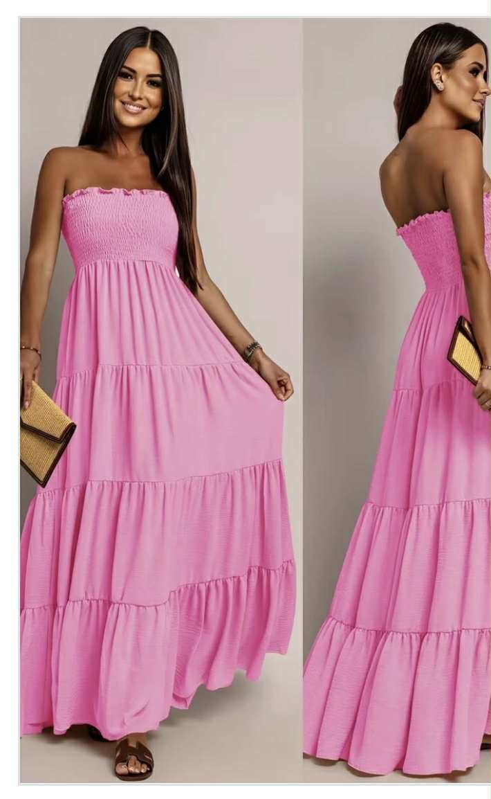 Longue robe Magique  bustier à volant ISSYMA