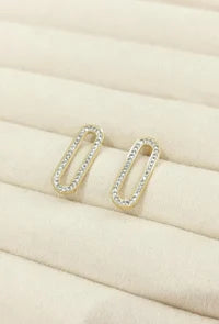 Boucle d'oreille Ovale avec strass en acier inoxydable Glam Chic