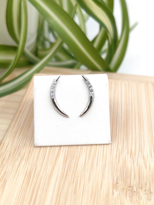 Boucle d'oreille lune mi strass sertir en acier inoxydable Glam Chic