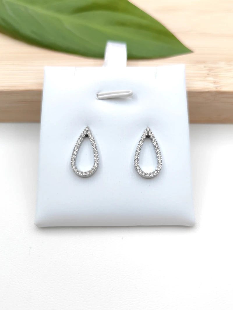 Boucles d'oreilles gouttes en acier inoxydable sertie de strass Glam Chic