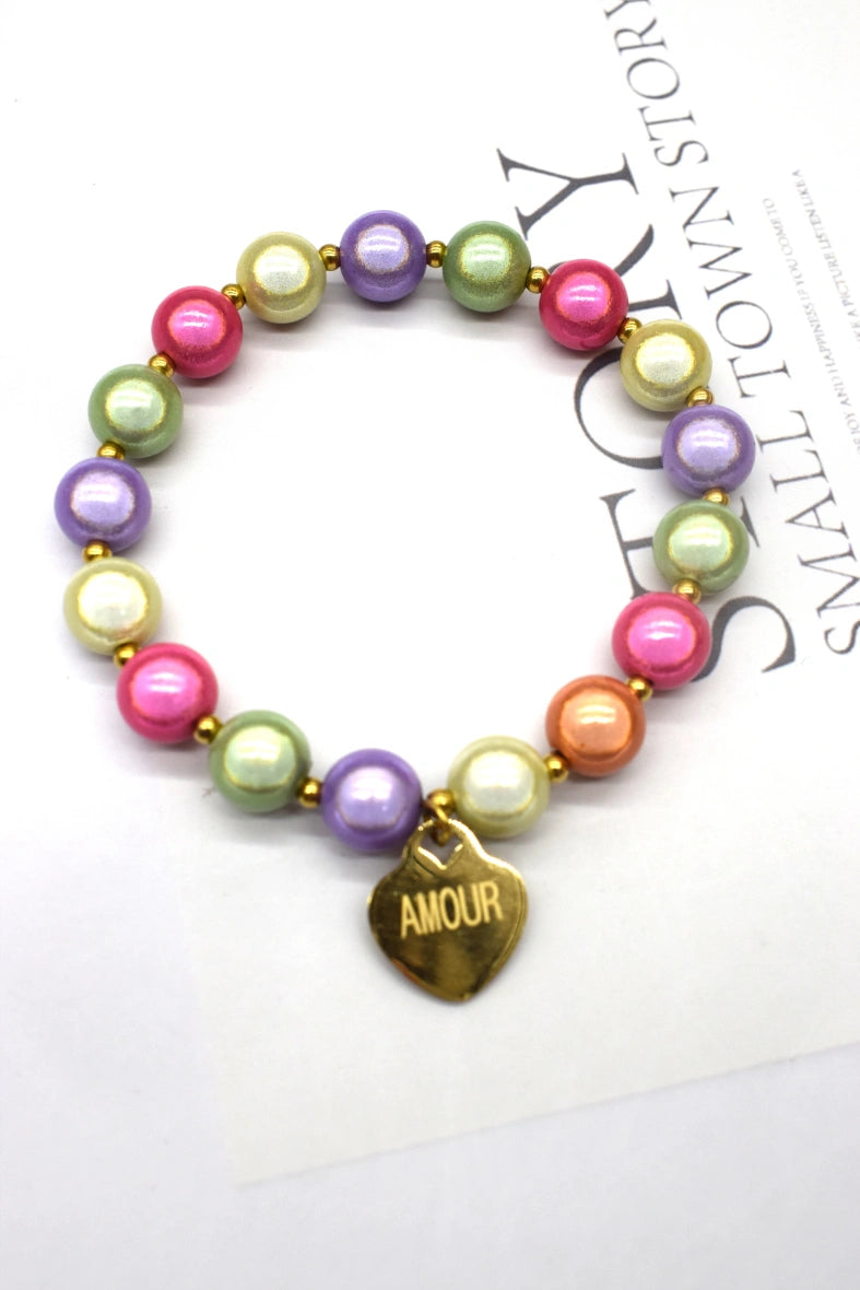 Bracelet couleurs perles en acier inoxydable