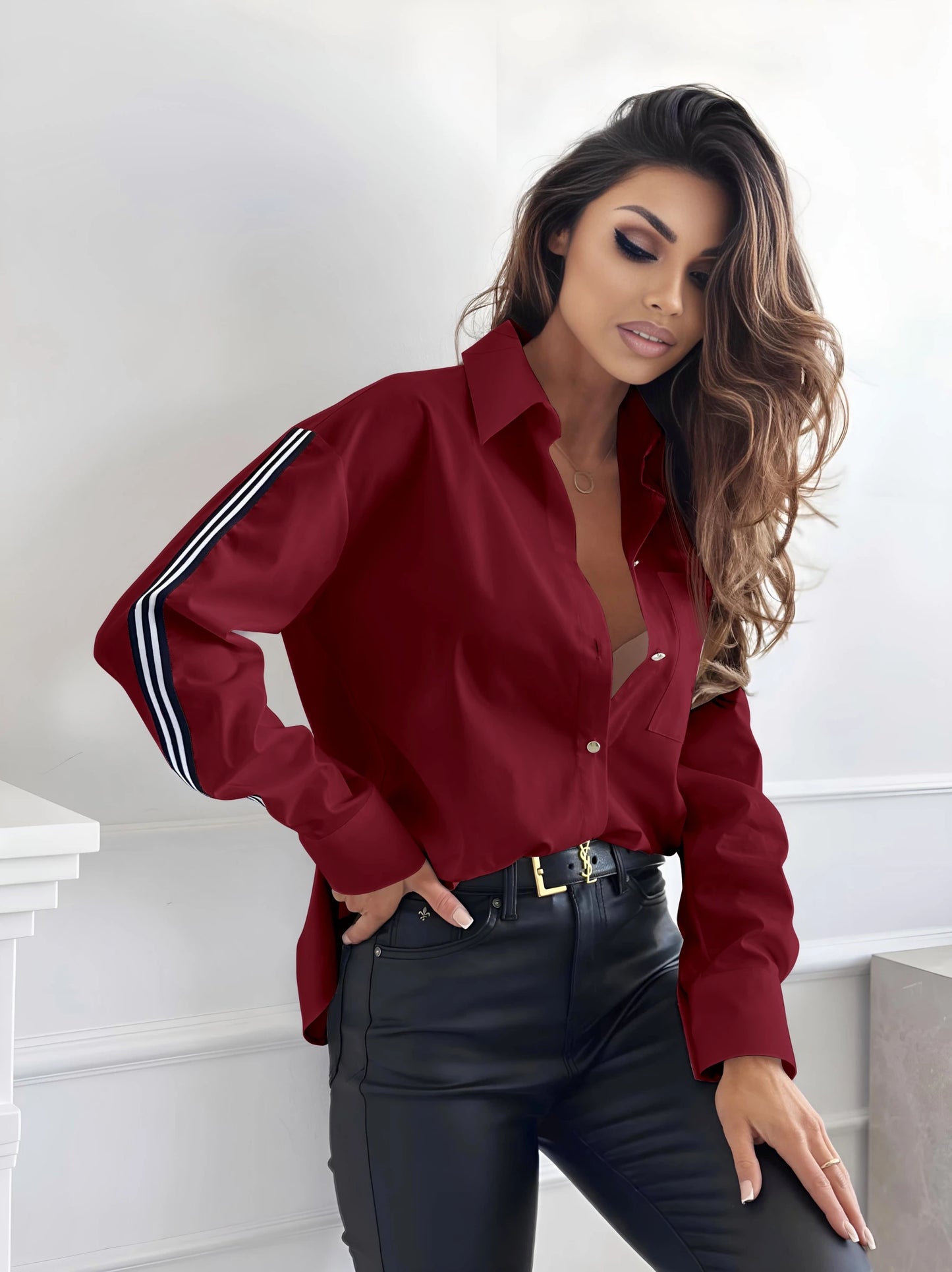 ISSYMA - Chemise popeline coton avec rayures aux manches