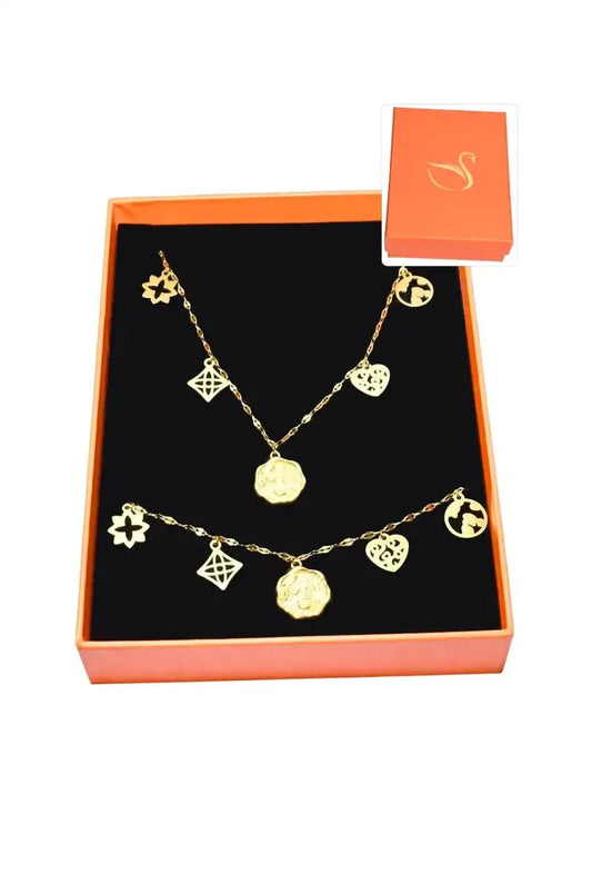 Coffret orange cadeaux parure bijoux breloque