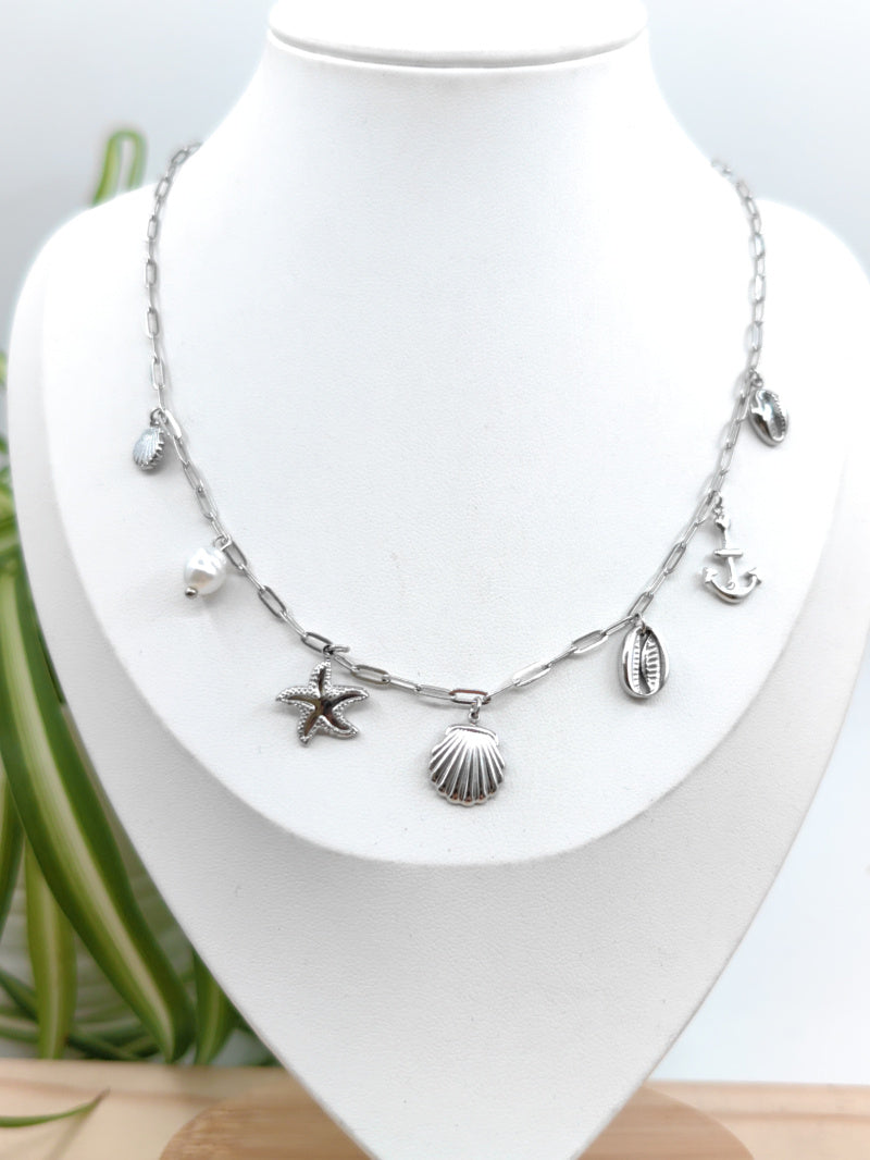 Collier Charmes océan en acier inoxydable Glam Chic