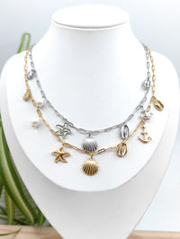 Collier Charmes océan en acier inoxydable Glam Chic