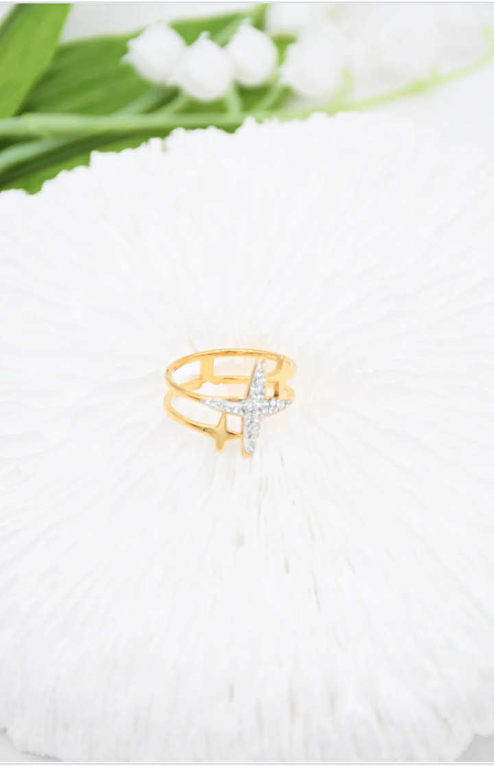 Bague étoilés Y ROSA femme en acier inoxydable