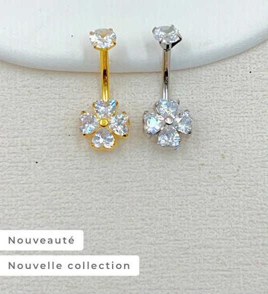 PIERCING NOMBRIL EN ACIER INOXYDABLE , ZIRCONIUM