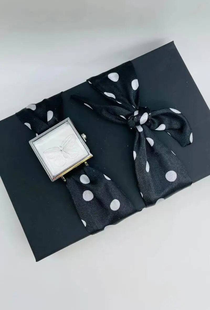 Montre papillon foulard noir à pois  Michael John Montres