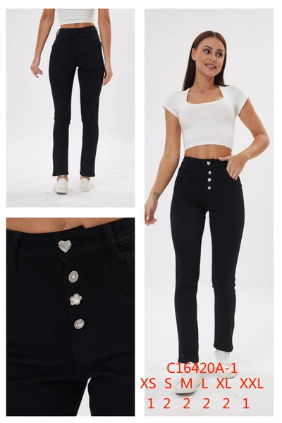 MOZZAAR FOREVER - Pantalon jeans classique, avec 4 boutons devant