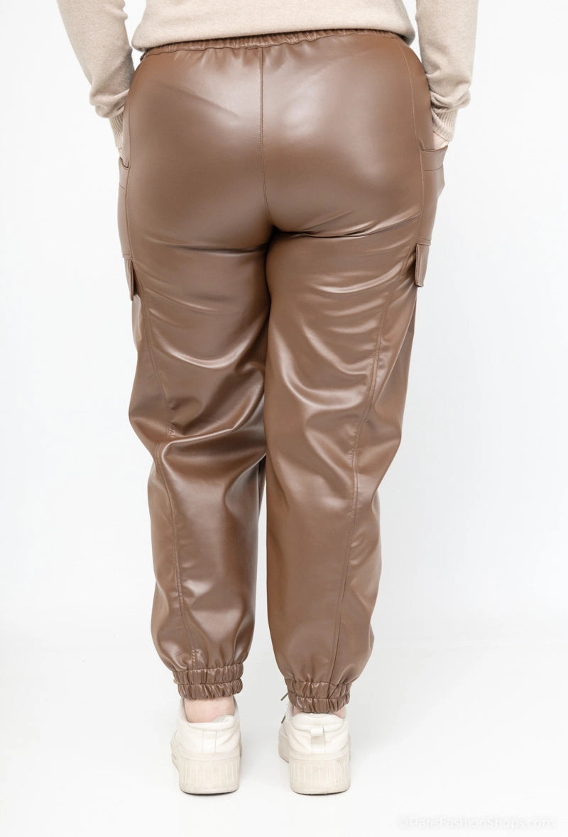 Pantalons cargo simili cuir Veti Style