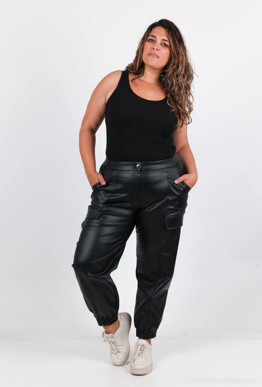 Pantalons cargo simili cuir Veti Style