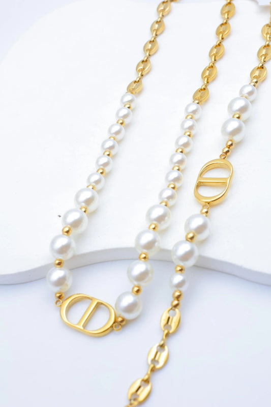 Bracelet + Collier Parure à Capsules & Perles Beli & Jolie en acier inoxydable