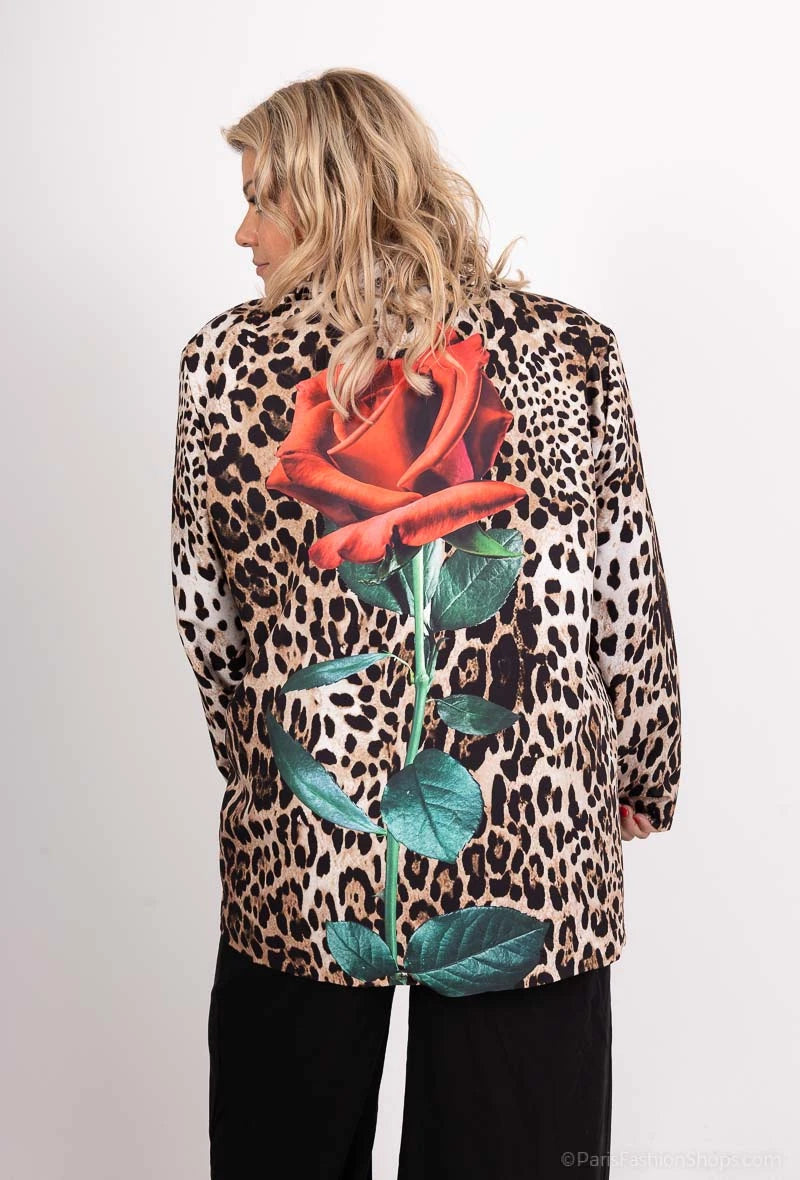 Amy&Clo - Blazer plus size imprimé léopard avec fleur