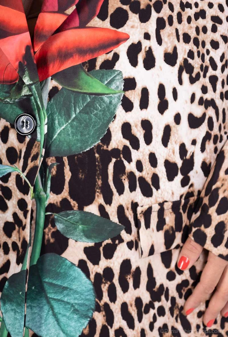 Amy&Clo - Blazer plus size imprimé léopard avec fleur