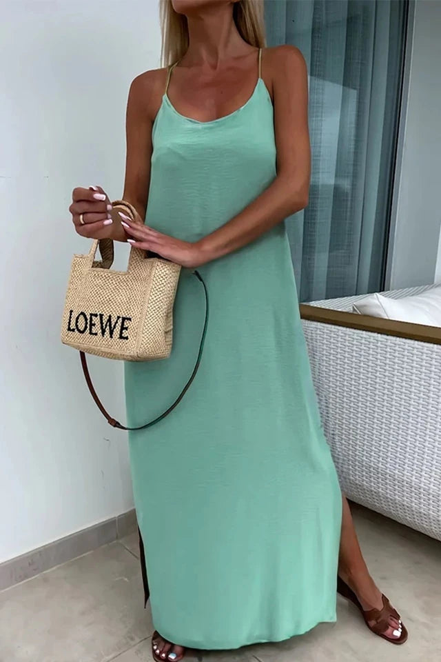 Robe Longue TAILLE UNIQUE Bretelles Croisées Au Dos Avec Fentes Rosy Days