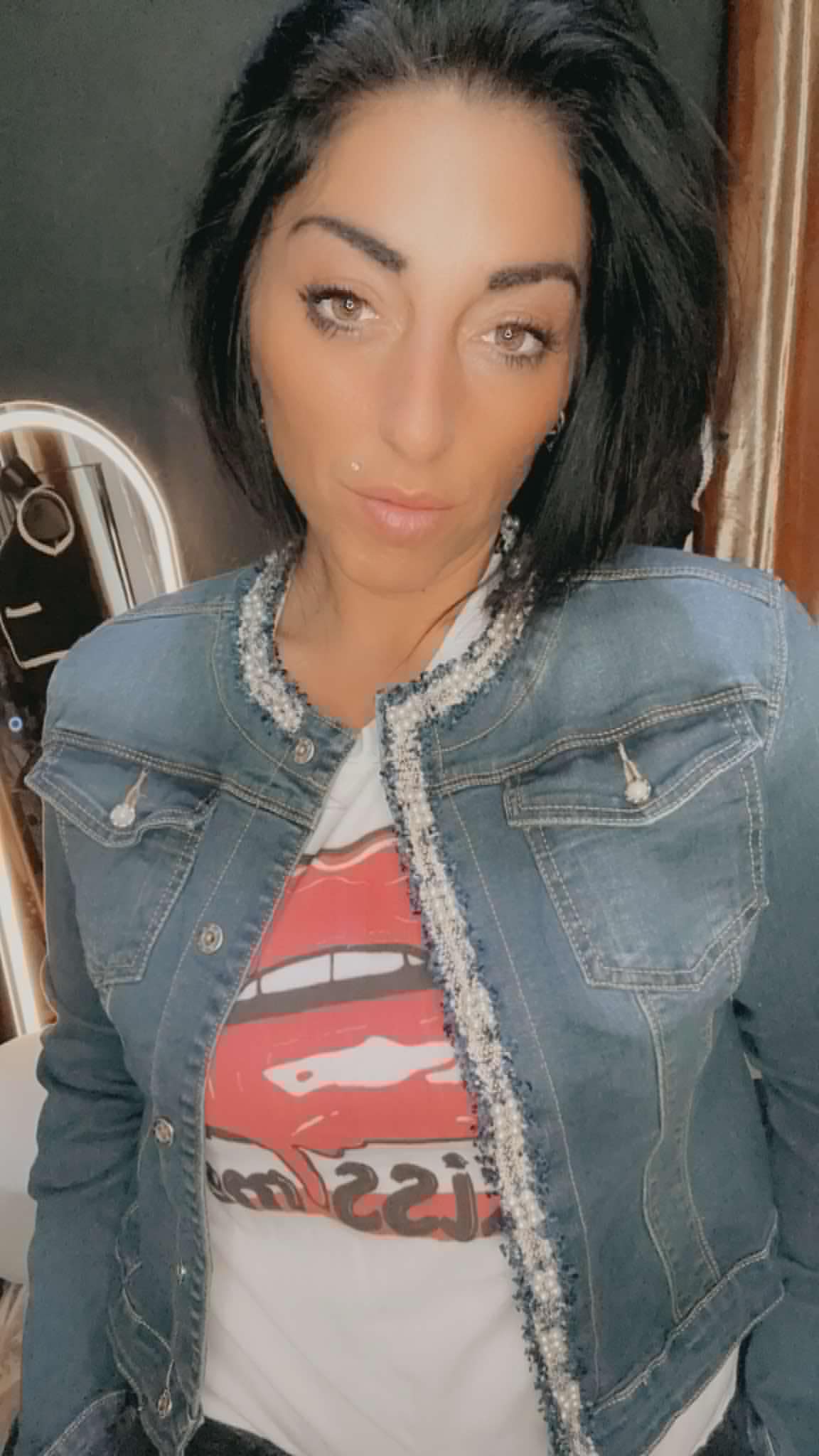 Veste jeans Sara perlé sur les bords