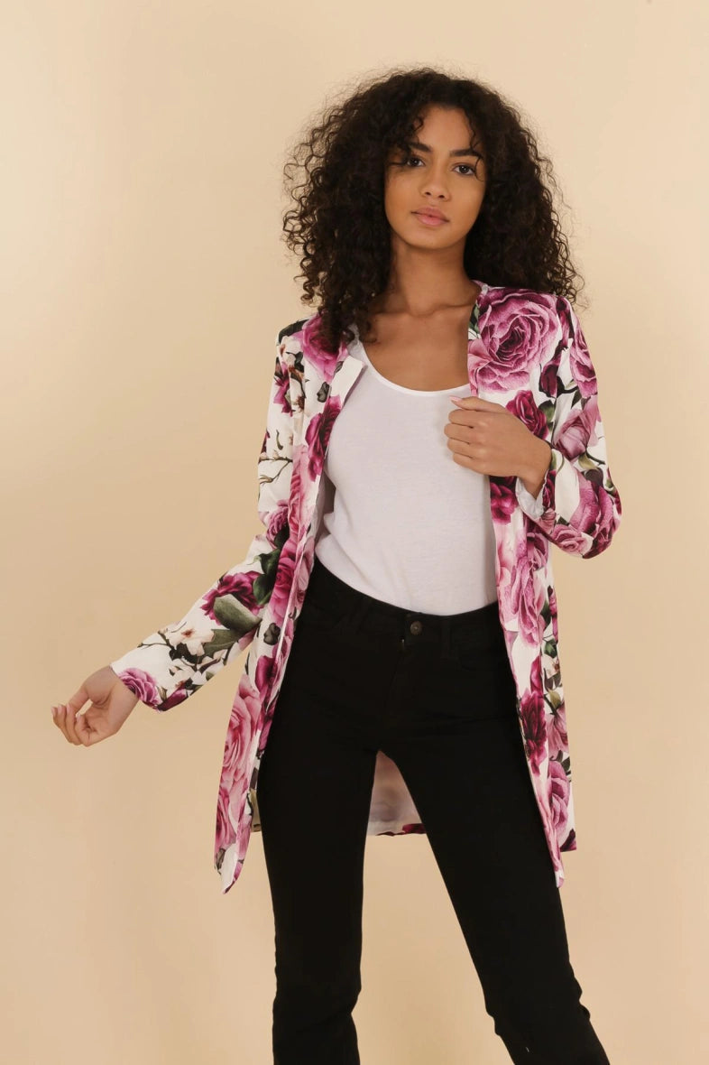 Veste Blazer à imprimé en polyester mi-long Jolifly